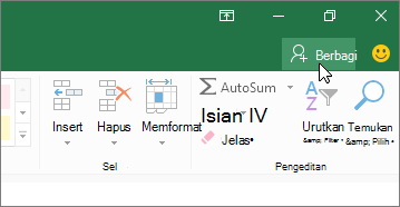 Kursor mengeklik ikon Bagikan