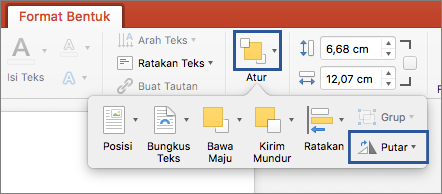 Tombol putar pada menu Susun