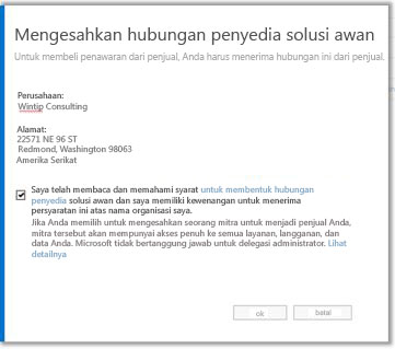 Terima hubungan penyedia solusi cloud.