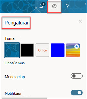 Pengaturan akun Microsoft 365.