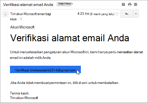 Verifikasi alamat email Anda