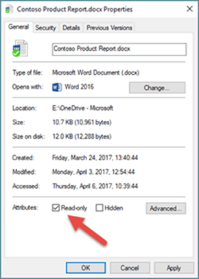 Kosongkan kotak centang Read-Only untuk mengedit dan menyimpan file Anda.