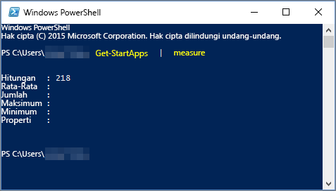 Skrip Windows PowerShell dengan hitungan aplikasi