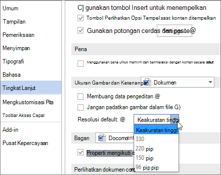 Mengatur resolusi gambar default
