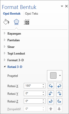 Rotasi X di tab Efek