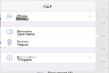 Ganti nama file Anda dengan mengetuk tombol 3 titik dan memilih Ganti Nama