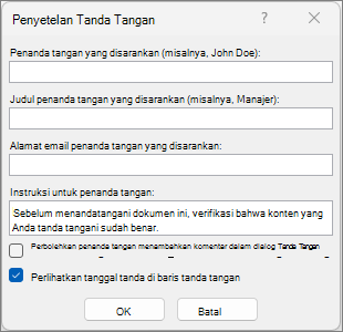 Kotak dialog penyiapan tanda tangan