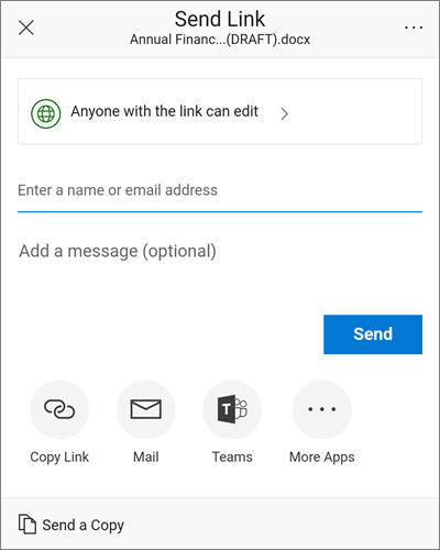 Cuplikan layar kotak dialog berbagi di Android