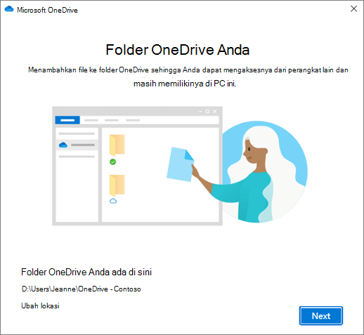 Layar Ini adalah Folder OneDrive Anda dalam panduan Selamat Datang di OneDrive