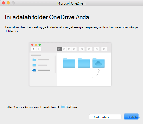 Tangkapan layar dari halaman Ini Adalah Folder OneDrive Anda di panduan Selamat Datang di OneDrive pada Mac