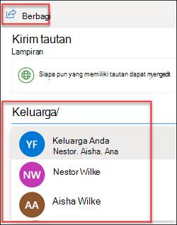 Jendela Berbagi OneDrive