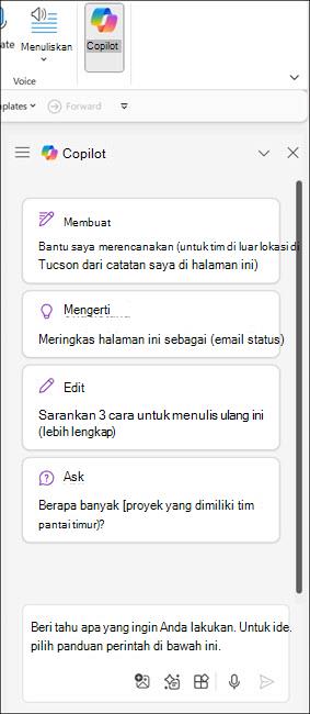 Cuplikan layar panel Salinan di OneNote