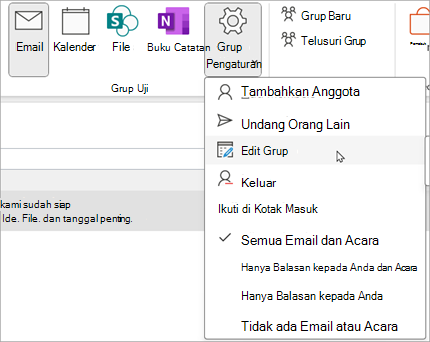 Di pita, pilih Grup Edit Pengaturan > Grup