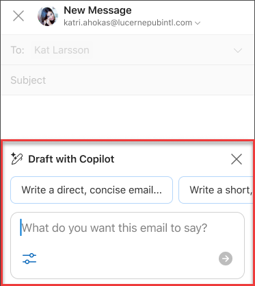 Beberapa Apa yang Anda inginkan agar email ini mengucapkan teks untuk Draf dengan Copilot di Outlook