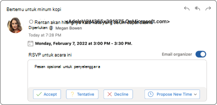 Menu RSVP dari email.