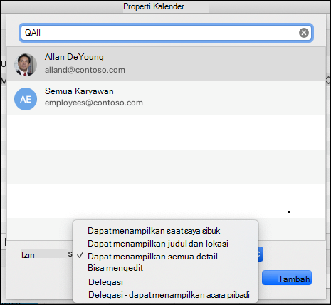 Pengaturan delegasi untuk alamat email tertentu.