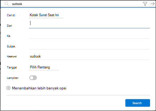 Menu Filter untuk pencarian.