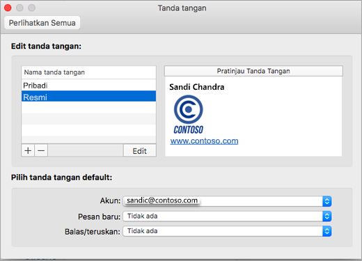 Halaman Tanda Tangan Preferensi Outlook