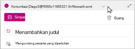 Pilih grup Anda dari menu menurun untuk menjadwalkan acara Anda di kalender tersebut.