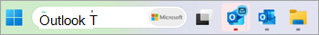 Cuplikan layar Outlook dan Outlook (klasik) di taskbar