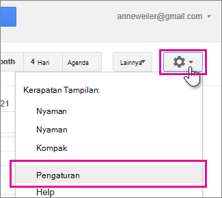 kalender google- pengaturan - pengaturan
