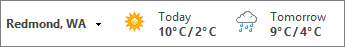 Bilah cuaca menampilkan suhu dalam Celsius