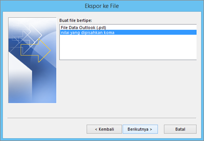Panduan Ekspor Outlook - Memilih file CSV