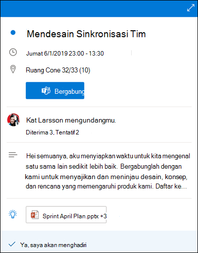 Calendar Intip untuk Outlook untuk web.