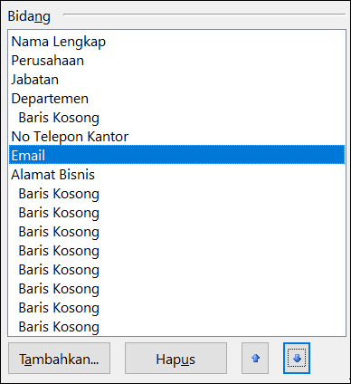 Anda bisa memindahkan bidang di sekitar Kartu Nama Elektronik Anda.