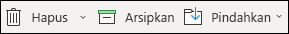 Item menu Hapus dan Arsip