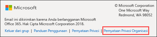Office 365 Footer pesan selamat datang tamu Grup
