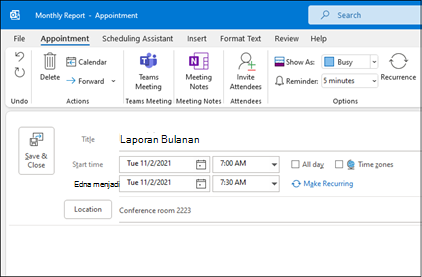 Janji Temu Baru Outlook