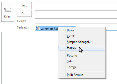 Opsi untuk Menghapus ada di menu klik kanan.