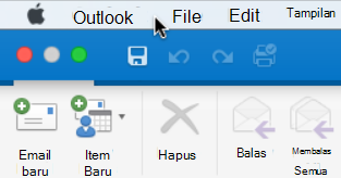 Untuk melihat versi Outlook yang Anda miliki, pilih Outlook di bilah menu.