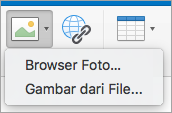 Memperlihatkan opsi sisipkan gambar untuk tanda tangan