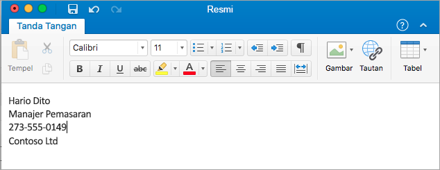 Memperlihatkan Editor Tanda Tangan