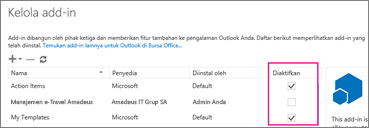 Mengaktifkan atau menonaktifkan add-in