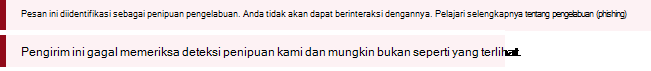Cuplikan layar bilah keamanan berwarna merah dalam pesan Outlook.