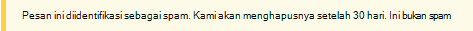 Cuplikan layar bilah keamanan berwarna kuning dalam pesan Outlook.