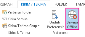 Opsi bekerja offline pada tab Kirim Terima