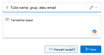Cuplikan layar kotak dialog Bagikan di PowerPoint.