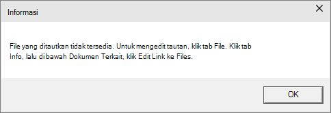 Memperlihatkan kesalahan file yang ditautkan di PowerPoint