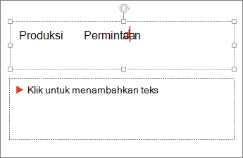 Memperlihatkan menambahkan teks ke bidang teks di PowerPoint