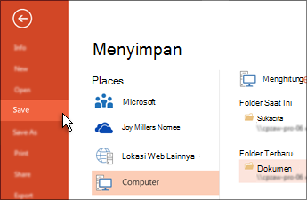 Menyimpan presentasi PowerPoint Anda