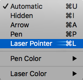 Pilih Penunjuk laser dari menu pop-up