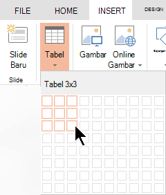 Pada tab Sisipkan, pilih Tabel.