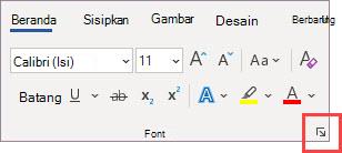 Peluncur kotak dialog Font