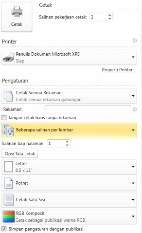 Mencetak beberapa halaman per lembar