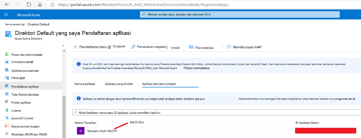 Azure Active Directory - Registrasi Aplikasi