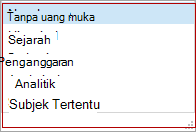 Opsi yang tersedia untuk metode penghitungan jumlah tingkat lanjut